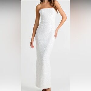 Elegant White heavy Helsi Dress